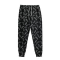 Black And White Feather Pattern Print Sweatpants