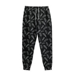 Black And White Feather Pattern Print Sweatpants