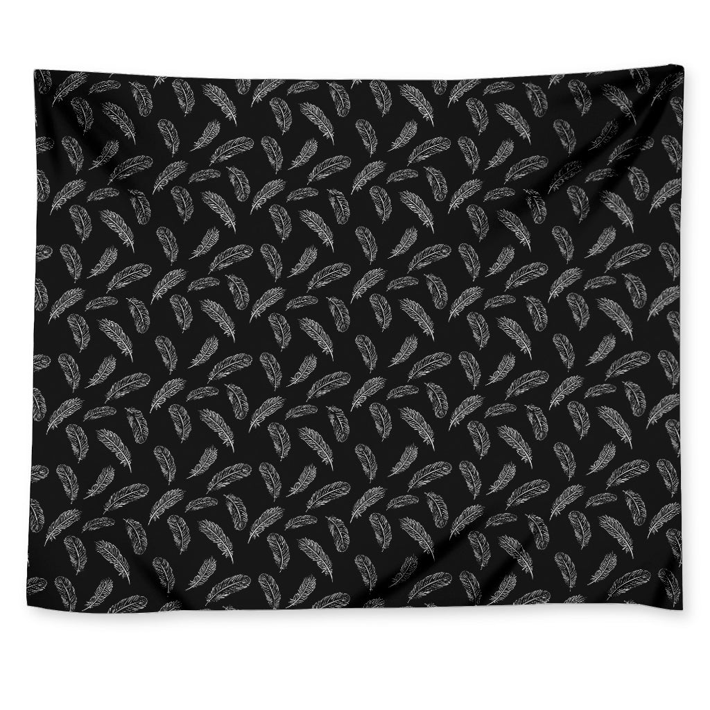 Black And White Feather Pattern Print Tapestry