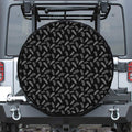 Black And White Feather Pattern Print Tire Cover