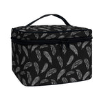 Black And White Feather Pattern Print Travel Makeup Bag