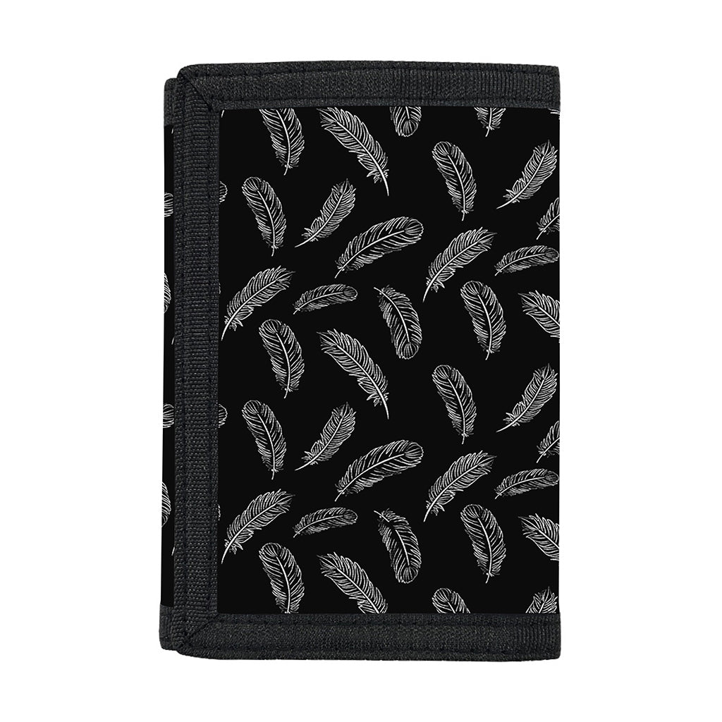 Black And White Feather Pattern Print Trifold Wallet