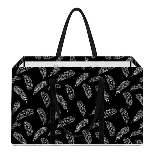 Black And White Feather Pattern Print Utility Tote Bag
