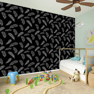 Black And White Feather Pattern Print Wall Sticker