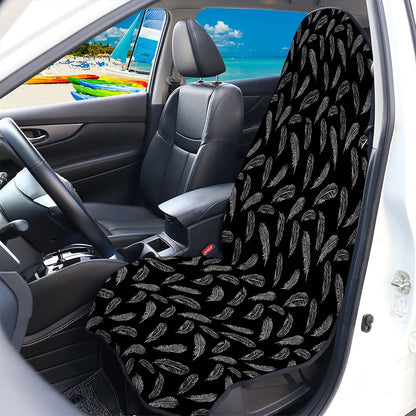 Black And White Feather Pattern Print Waterproof Car Seat Cover