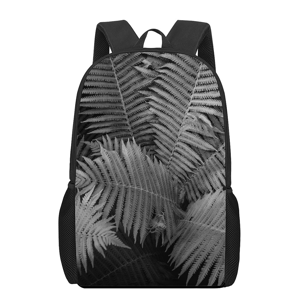 Black And White Fern Leaf Print 17 Inch Backpack