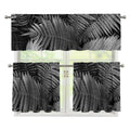 Black And White Fern Leaf Print 3 Piece Kitchen Curtains