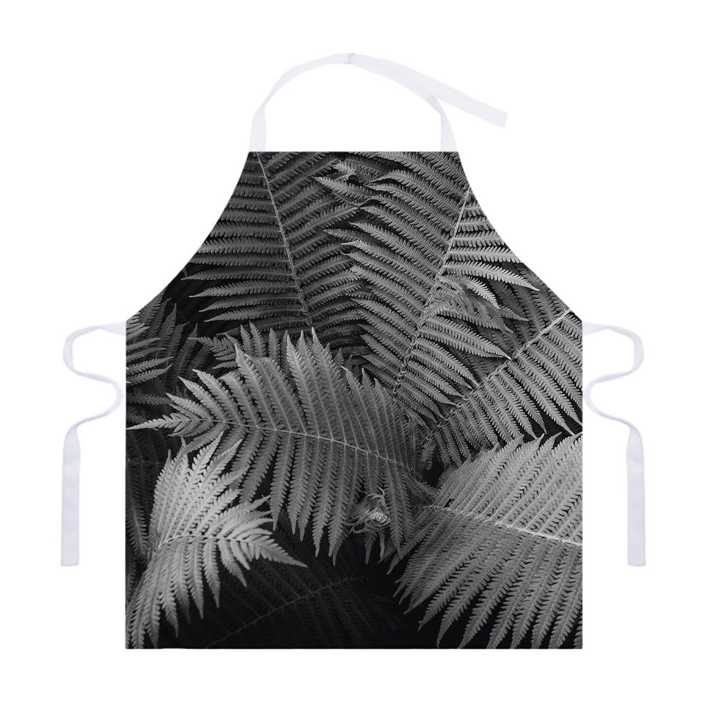 Black And White Fern Leaf Print Adjustable Apron