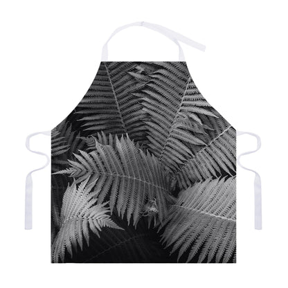 Black And White Fern Leaf Print Adjustable Apron