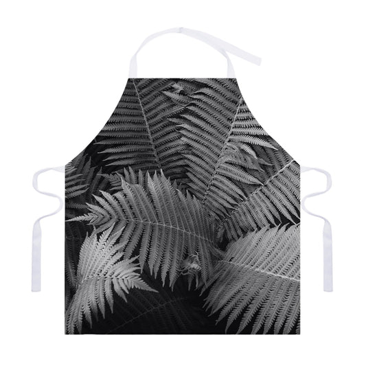 Black And White Fern Leaf Print Adjustable Apron