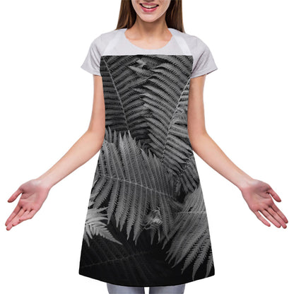 Black And White Fern Leaf Print Adjustable Apron