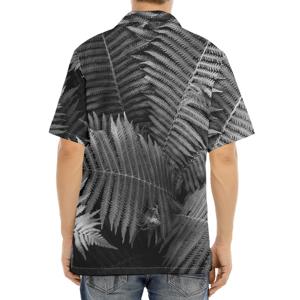 Black And White Fern Leaf Print Aloha Shirt