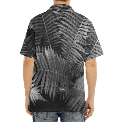 Black And White Fern Leaf Print Aloha Shirt