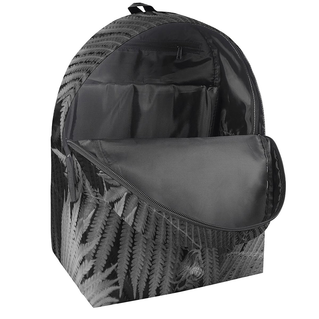 Black And White Fern Leaf Print Backpack