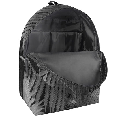 Black And White Fern Leaf Print Backpack