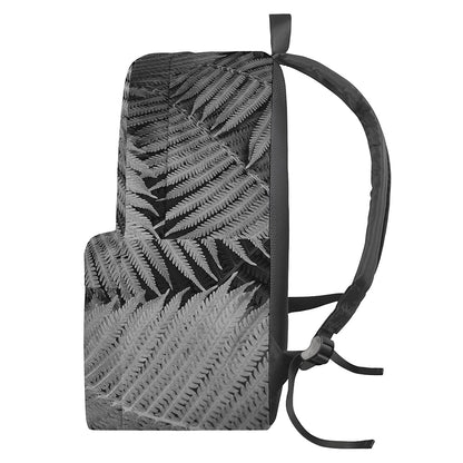 Black And White Fern Leaf Print Backpack