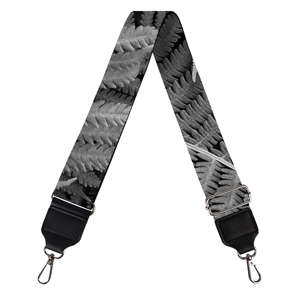 Black And White Fern Leaf Print Bag Strap