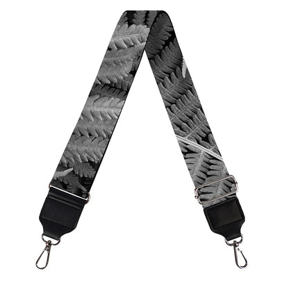 Black And White Fern Leaf Print Bag Strap