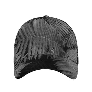 Black And White Fern Leaf Print Baseball Cap