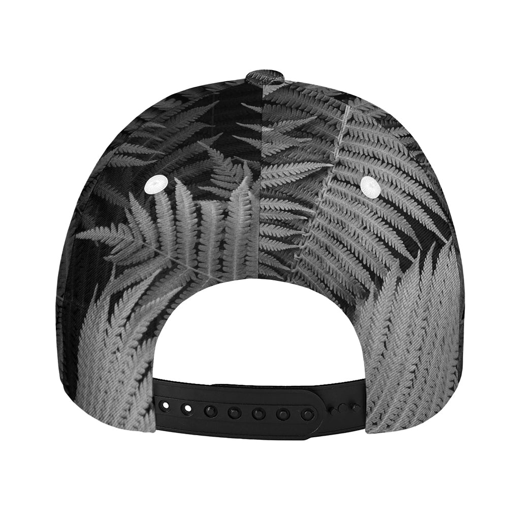 Black And White Fern Leaf Print Baseball Cap