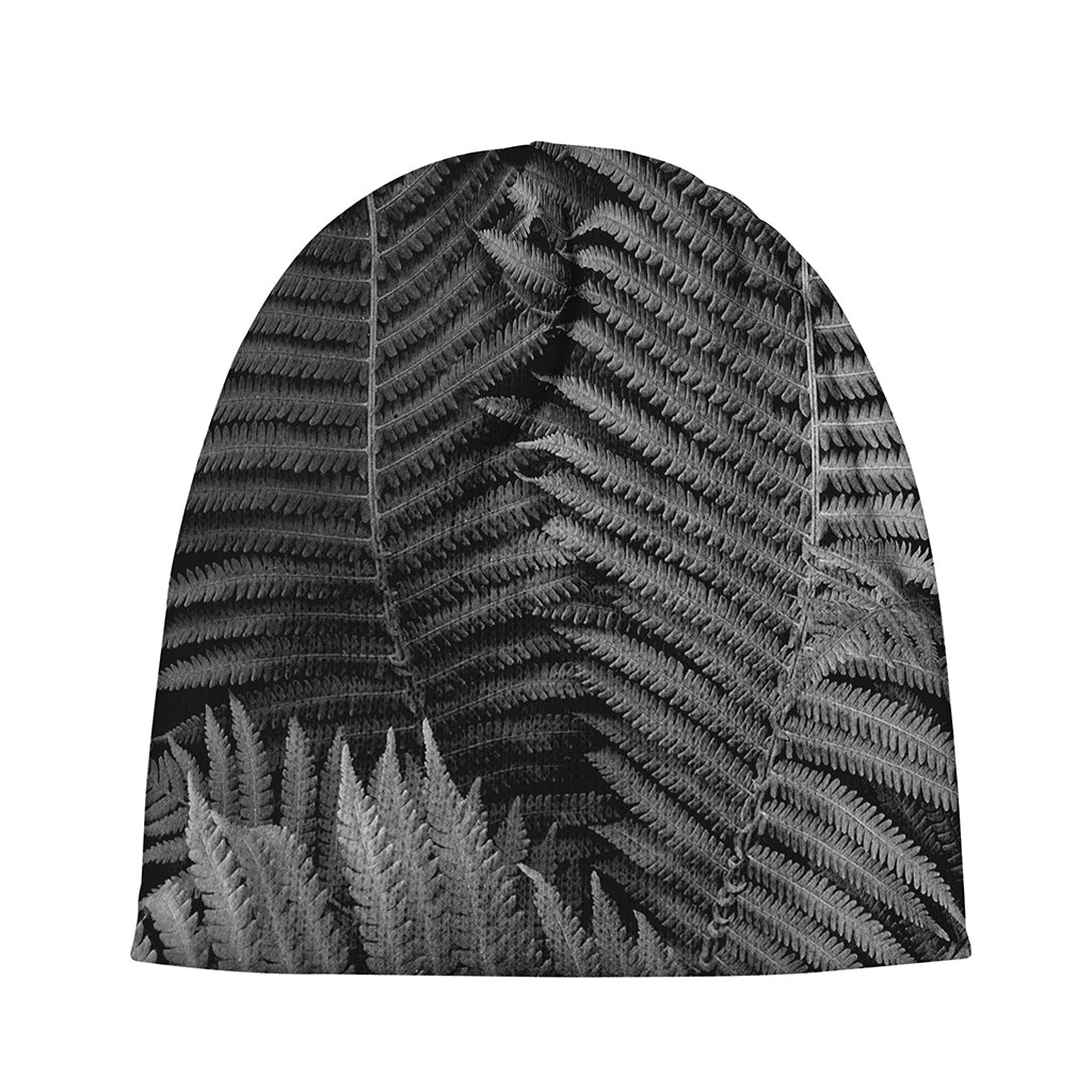 Black And White Fern Leaf Print Beanie