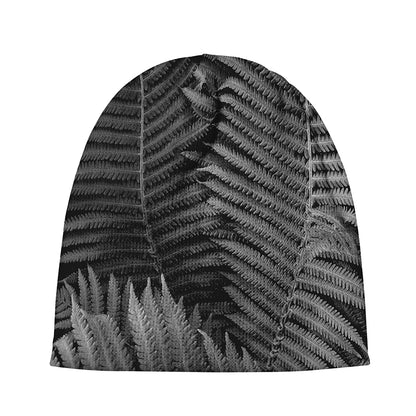 Black And White Fern Leaf Print Beanie
