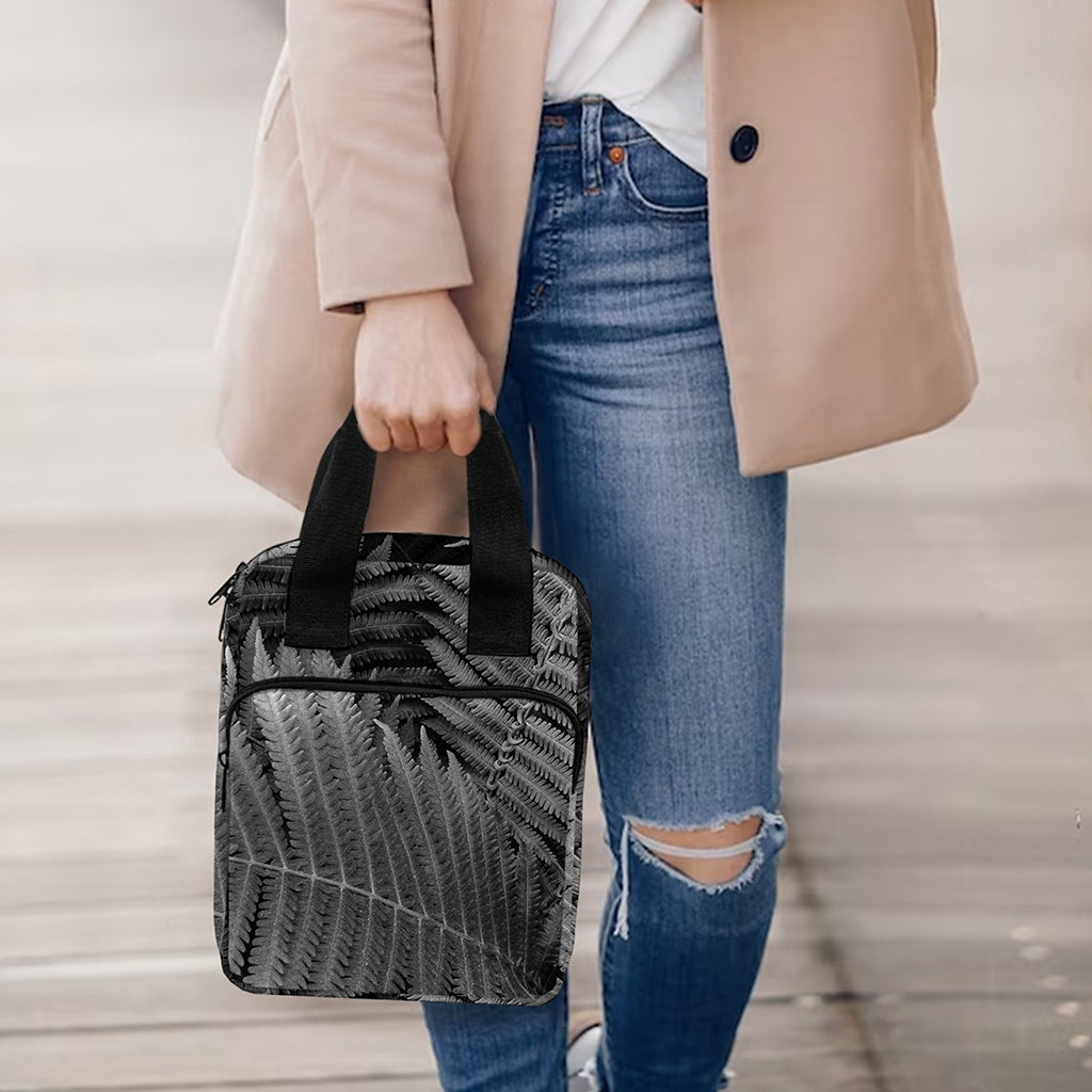 Black And White Fern Leaf Print Bible Tote Bag