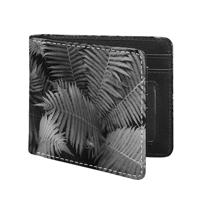 Black And White Fern Leaf Print Bifold Wallet