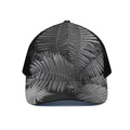 Black And White Fern Leaf Print Black Mesh Trucker Hat