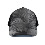 Black And White Fern Leaf Print Black Mesh Trucker Cap