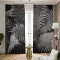 Black And White Fern Leaf Print Dimout Pencil Pleat Curtains