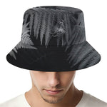Black And White Fern Leaf Print Bucket Hat