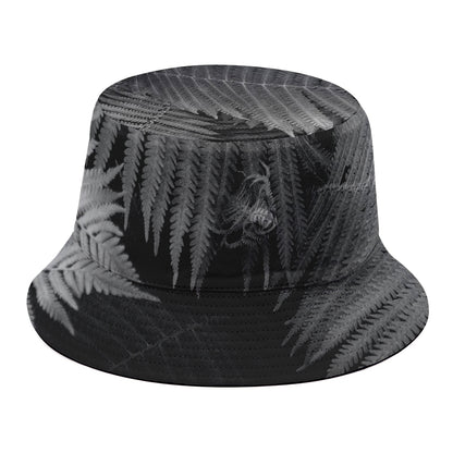 Black And White Fern Leaf Print Bucket Hat