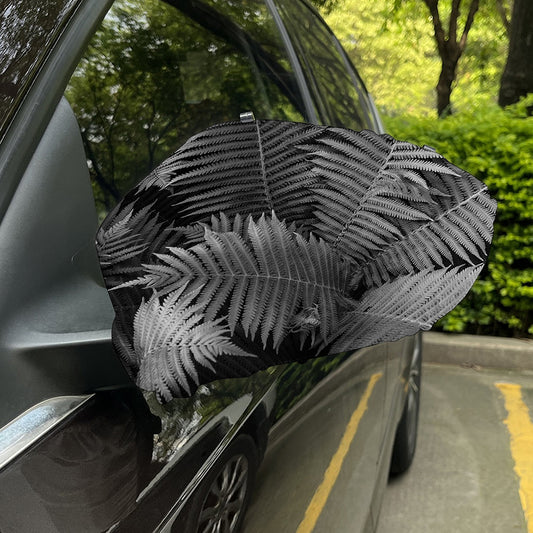 Black And White Fern Leaf Print Car Side Mirror Covers
