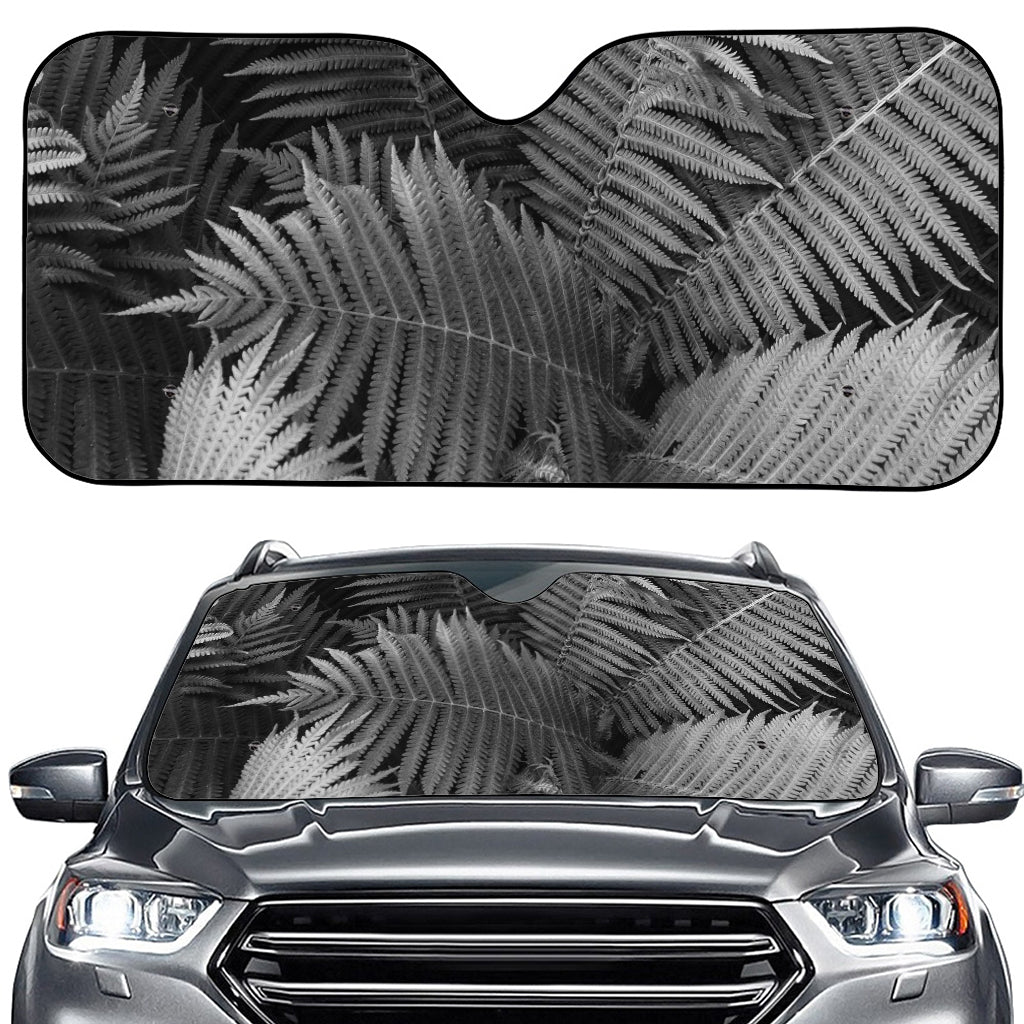 Black And White Fern Leaf Print Car Windshield Sun Shade