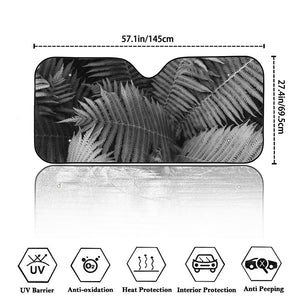 Black And White Fern Leaf Print Car Windshield Sun Shade