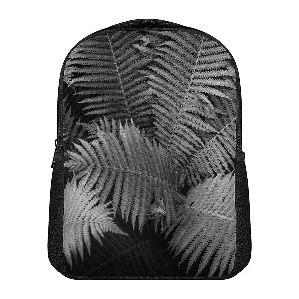 Black And White Fern Leaf Print Casual Backpack