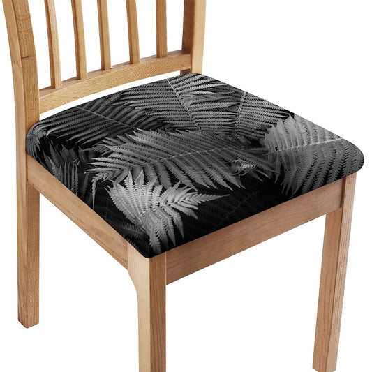 Black And White Fern Leaf Print Chair Cushion Cover