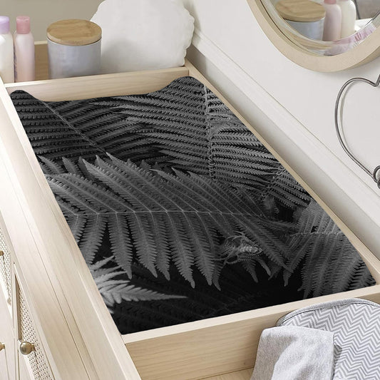 Black And White Fern Leaf Print Changing Pad Cover