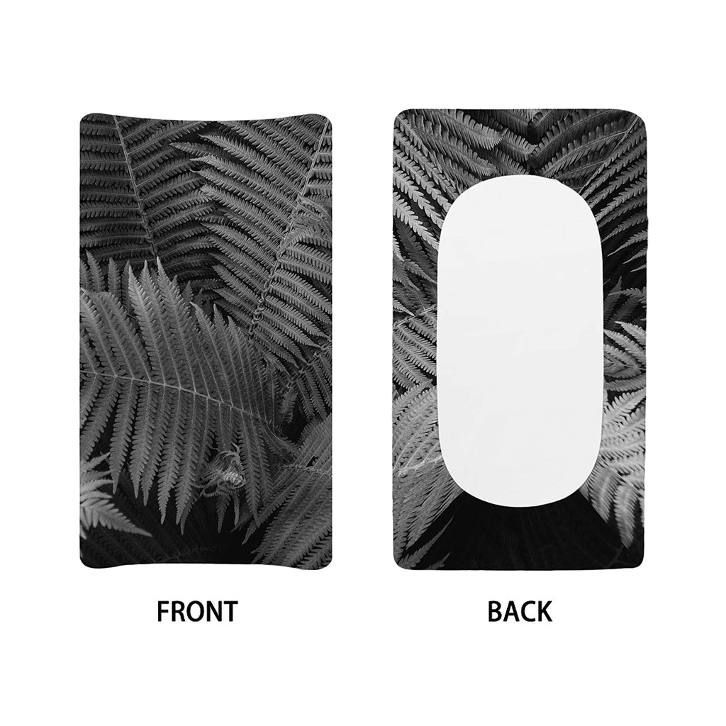 Black And White Fern Leaf Print Changing Pad Cover