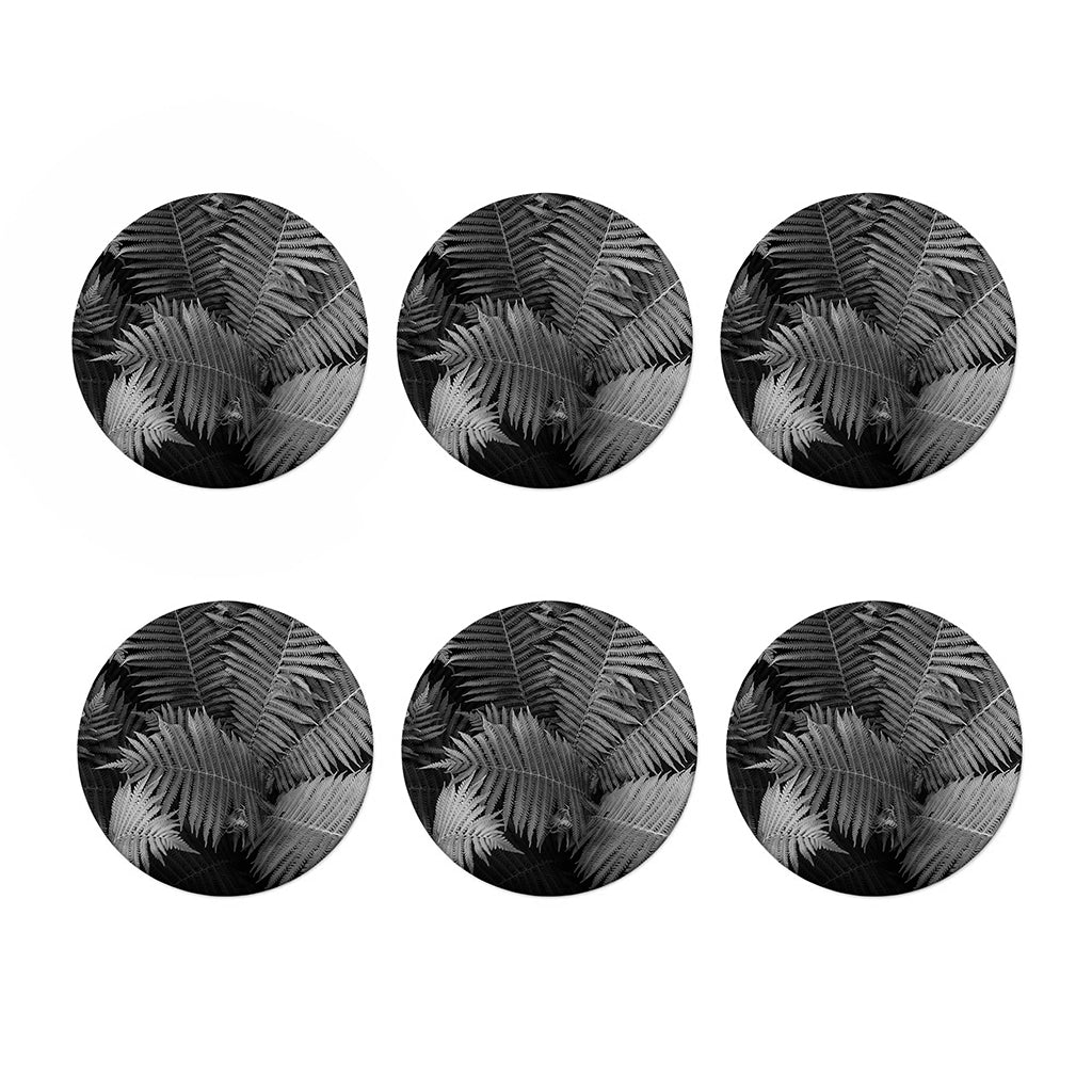 Black And White Fern Leaf Print Coaster Set