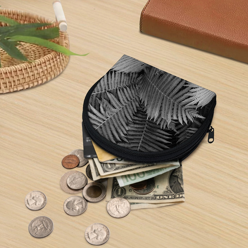 Black And White Fern Leaf Print Coin Purse