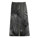 Black And White Fern Leaf Print Cotton Front Slit Maxi Skirt