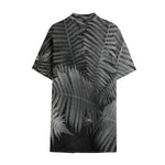 Black And White Fern Leaf Print Cotton Hawaiian Shirt
