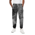 Black And White Fern Leaf Print Cotton Sweatpants