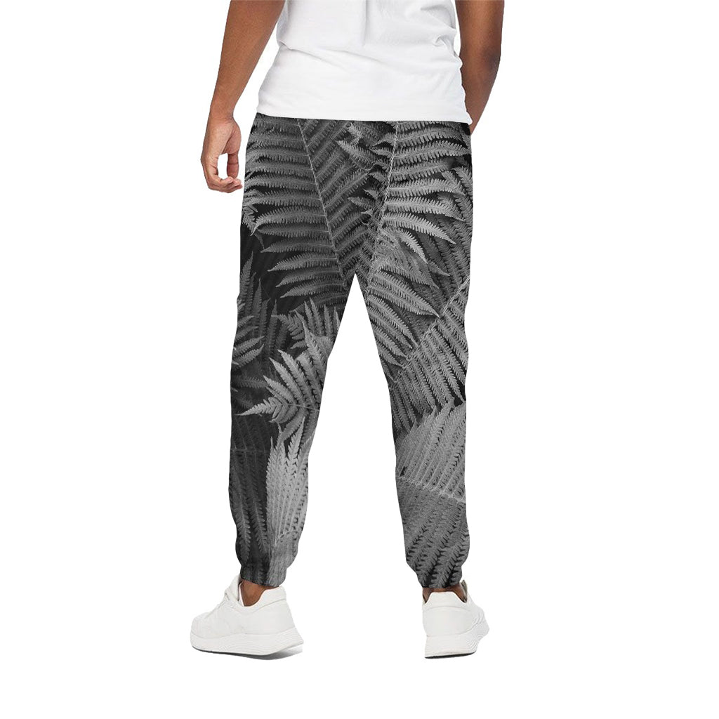 Black And White Fern Leaf Print Cotton Pants