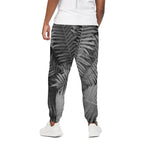 Black And White Fern Leaf Print Cotton Pants