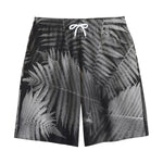 Black And White Fern Leaf Print Cotton Shorts