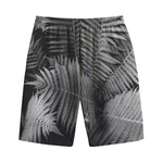 Black And White Fern Leaf Print Cotton Shorts