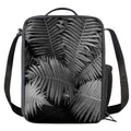 Black And White Fern Leaf Print Crossbody Lunch Bag